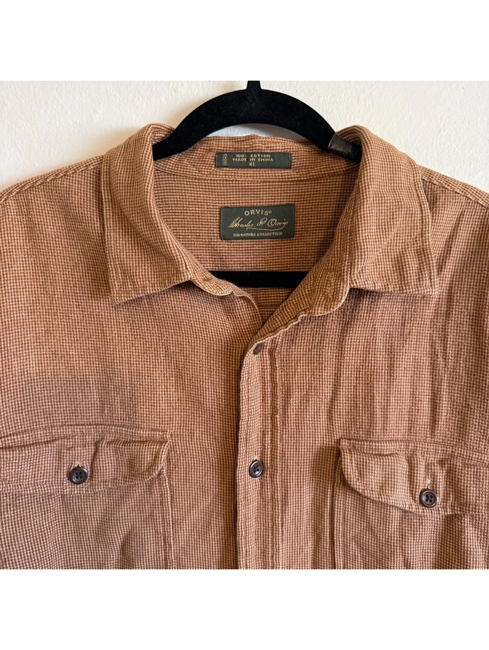 Vintage Y2K Orvis Charles F Orvis XL Field Shirt Suede Elbow Patch Cotton Brown